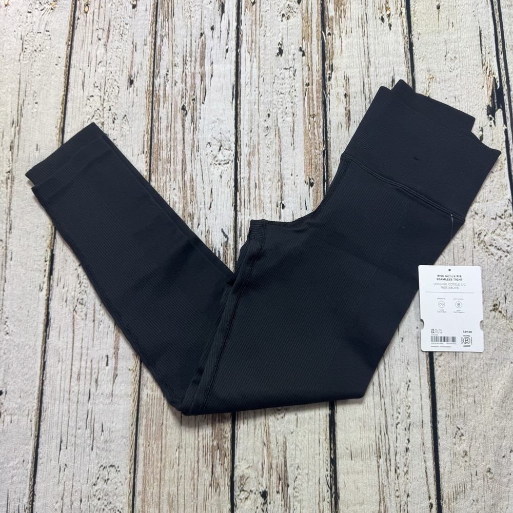 Athleta‎ Girl High Rise Above Rib Seamless Tight Ribbed Leggings XL 14 Black NWT